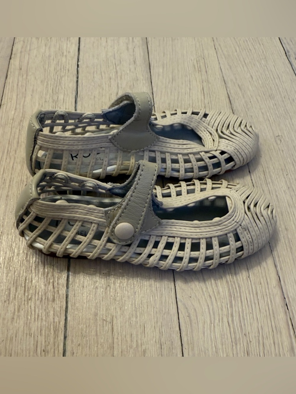 RUBY Toddler Girl's Beige Genuine Leather Woven Ballet Flats EU 22 US 6 NEW